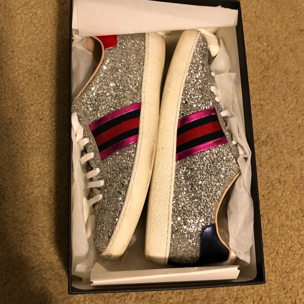 Gucci silver glitter sneakers (size 9)